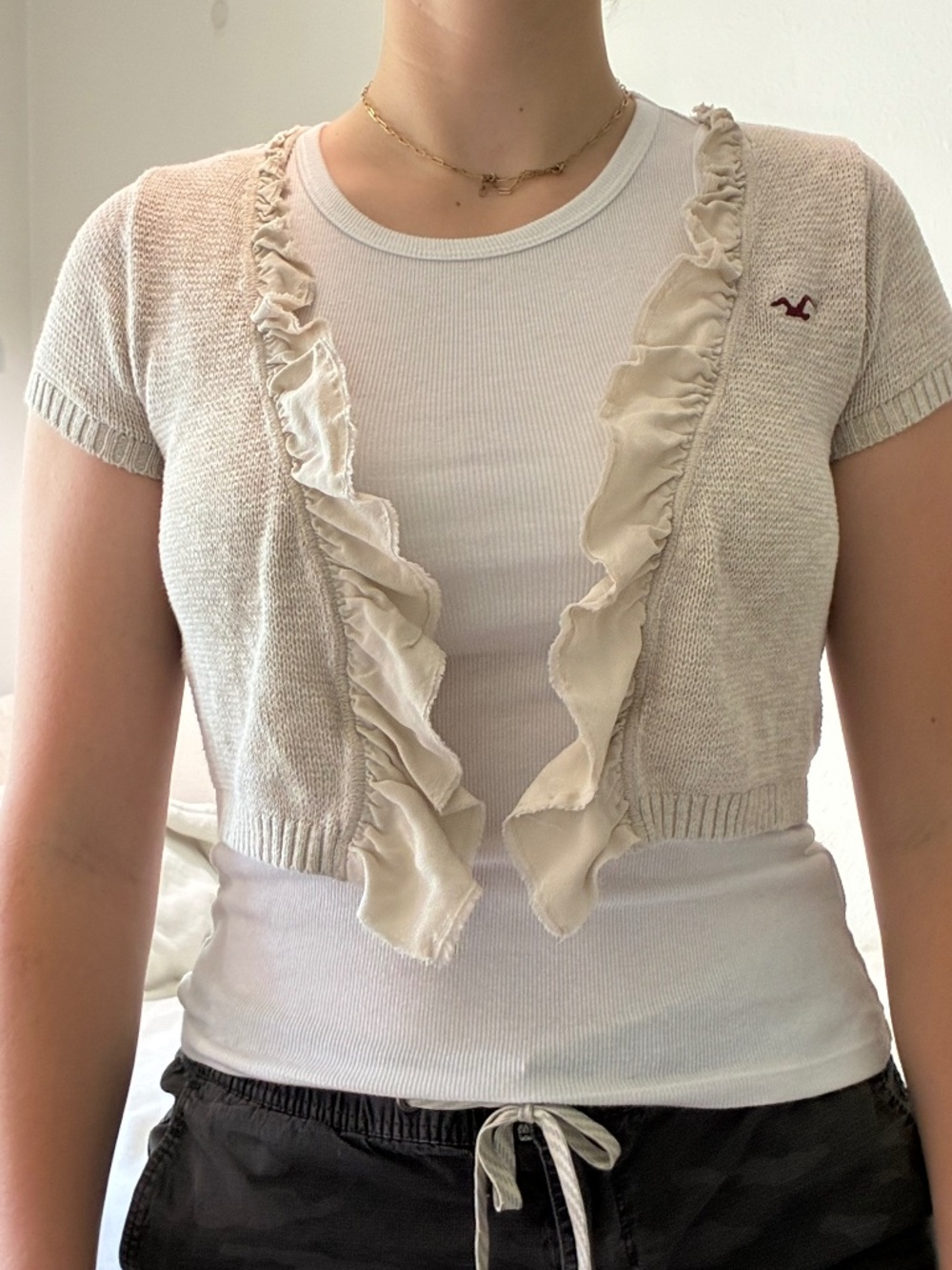 Hollister Vintage Y2K Knit Shrug Cardigan Cream Size M